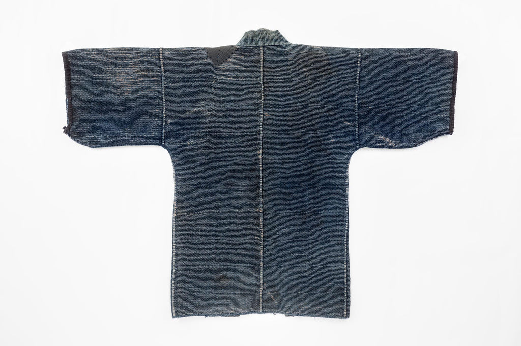 Antique Japanese Hikeshi Banten Fireman’s Coat in Indigo Sashiko Cotton