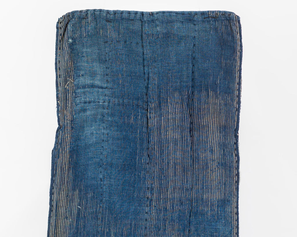 Japanese Indigo Boro Textile Panel with Hand-Stitched Repairs