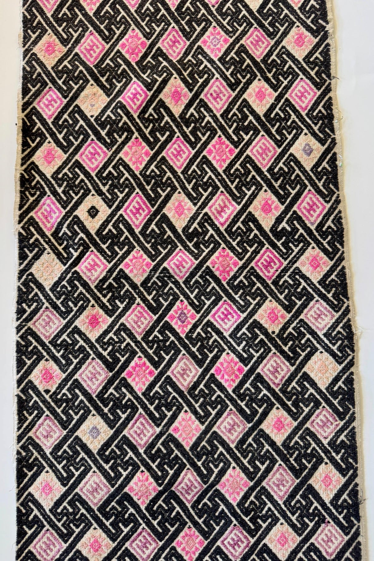 Vintage Miao Wedding Blanket Panel in Pink and Black