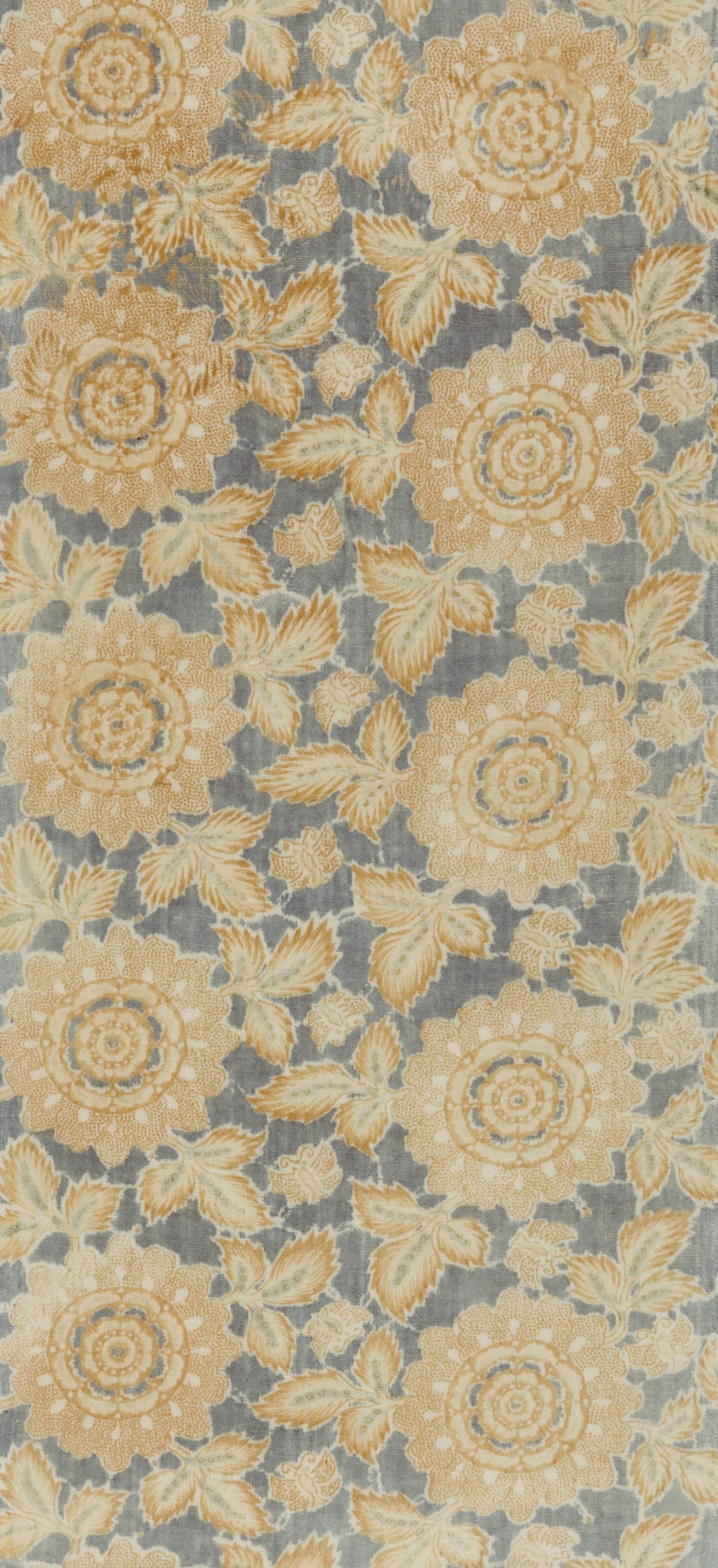 Japanese Wa-Sarasa Cotton Panel with Large Floral Pattern