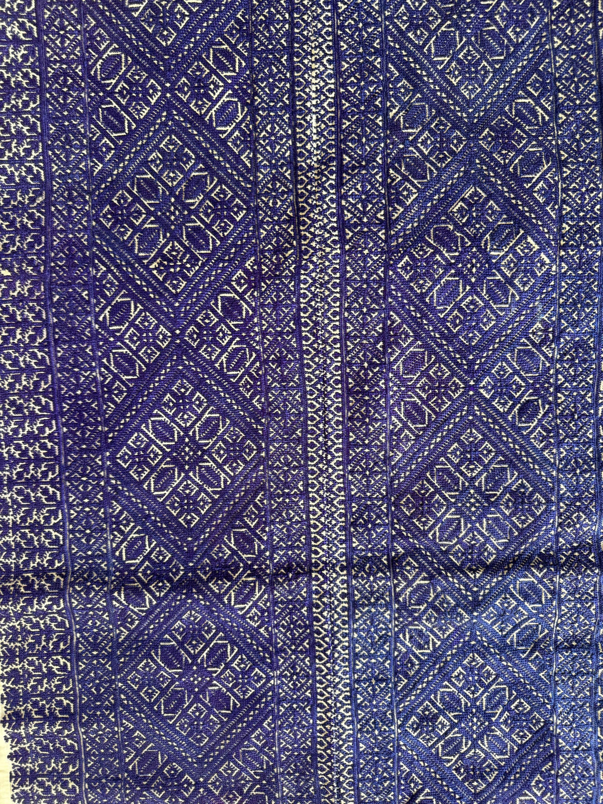 Antique Moroccan Fez Embroidery Panel in Purple Silk