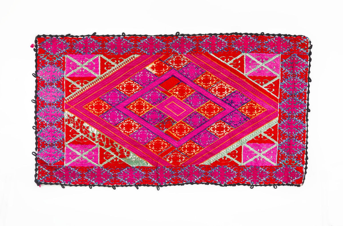 Vintage Swat Valley Wedding Pillow Panel with Silk Embroidery