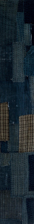 Pannello boro giapponese indaco con patchwork cucito a mano
