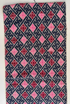 Panel vintage de bordado Miao en rosa y azul marino