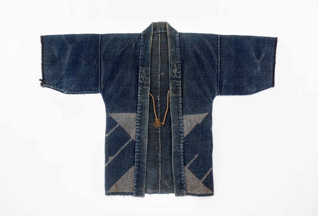 Antique Japanese Hikeshi Banten Fireman’s Coat in Indigo Sashiko Cotton