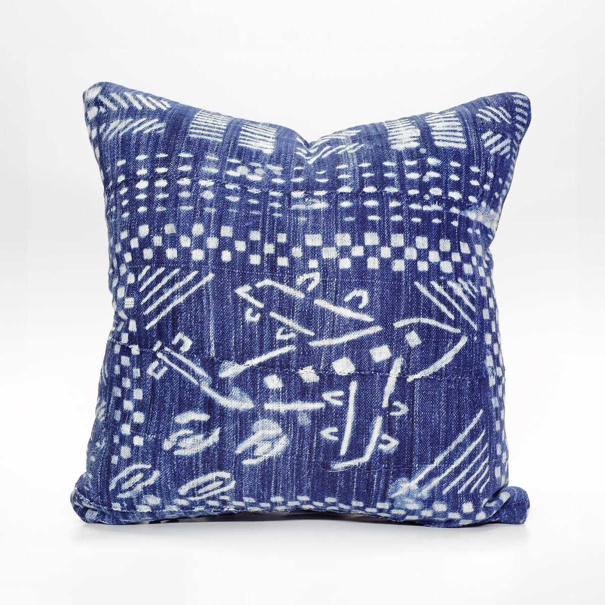 Upcycled Vintage Dogon Indigo Textile Pillow Cover with Airplane Motif