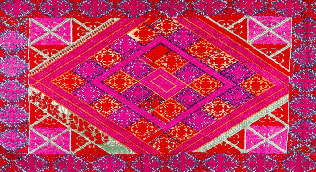 Vintage Swat Valley Wedding Pillow Panel with Silk Embroidery