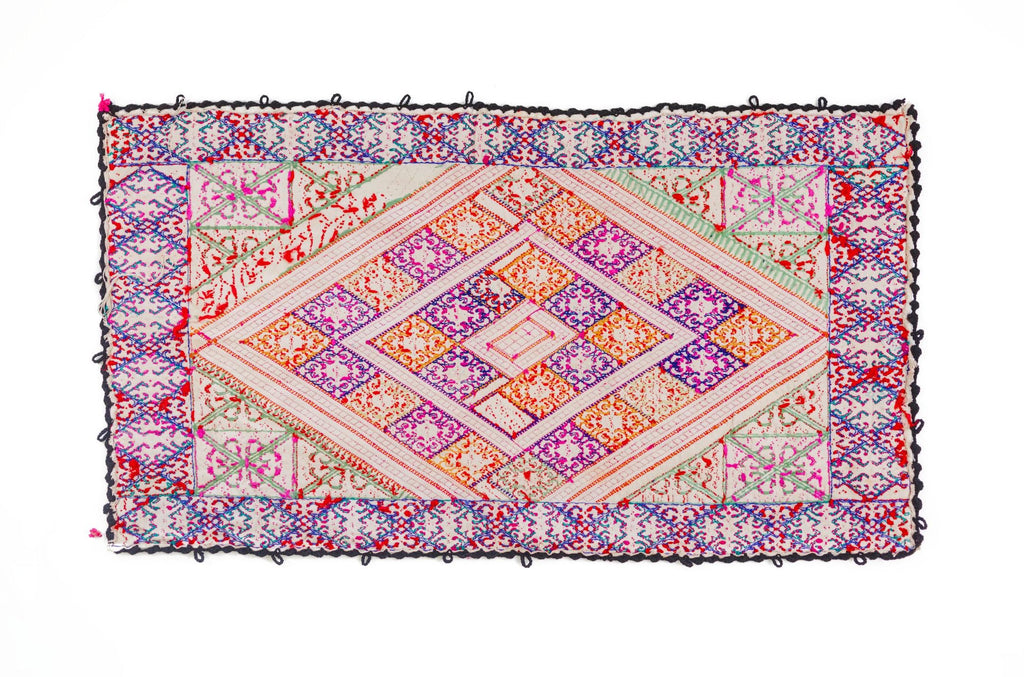 Vintage Swat Valley Wedding Pillow Panel with Silk Embroidery