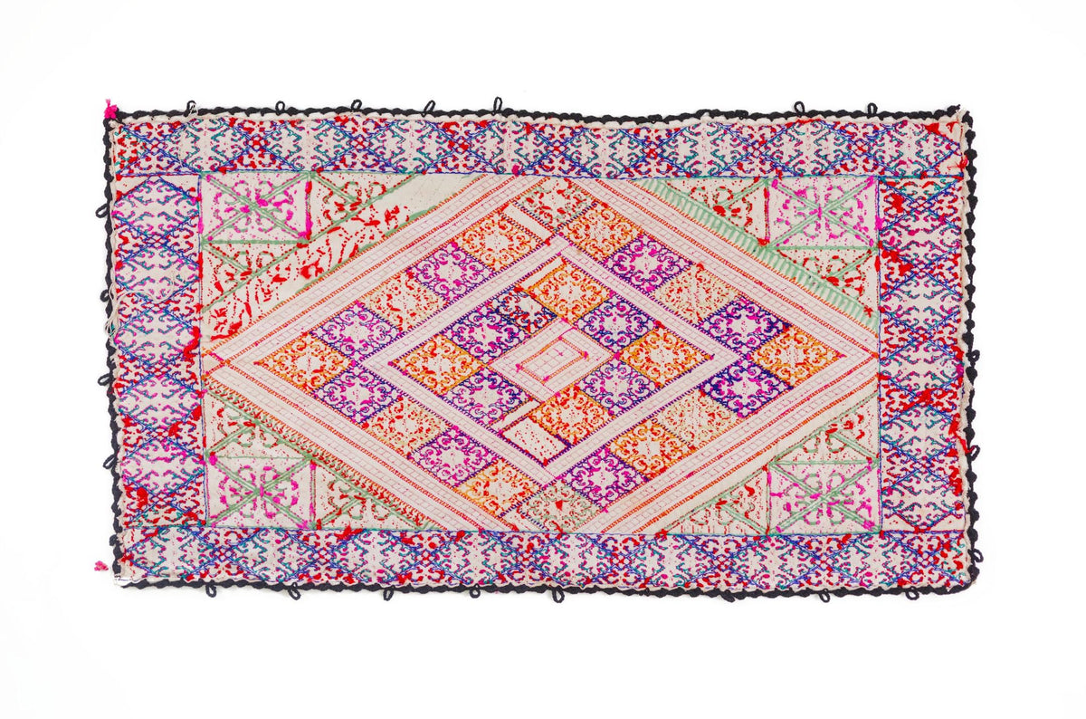 Vintage Swat Valley Wedding Pillow Panel with Silk Embroidery
