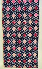 Panel vintage de bordado Miao en rosa y azul marino