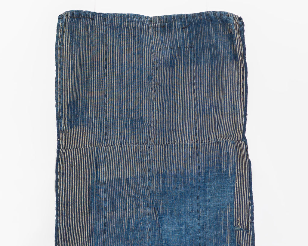 Japanese Indigo Boro Textile Panel with Hand-Stitched Repairs