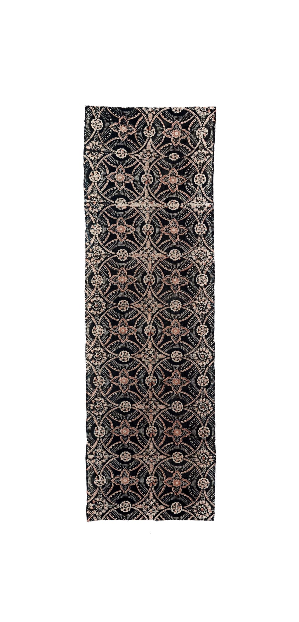 Antique Japanese Wa-Sarasa Cotton Panel with Shippō Floral Pattern