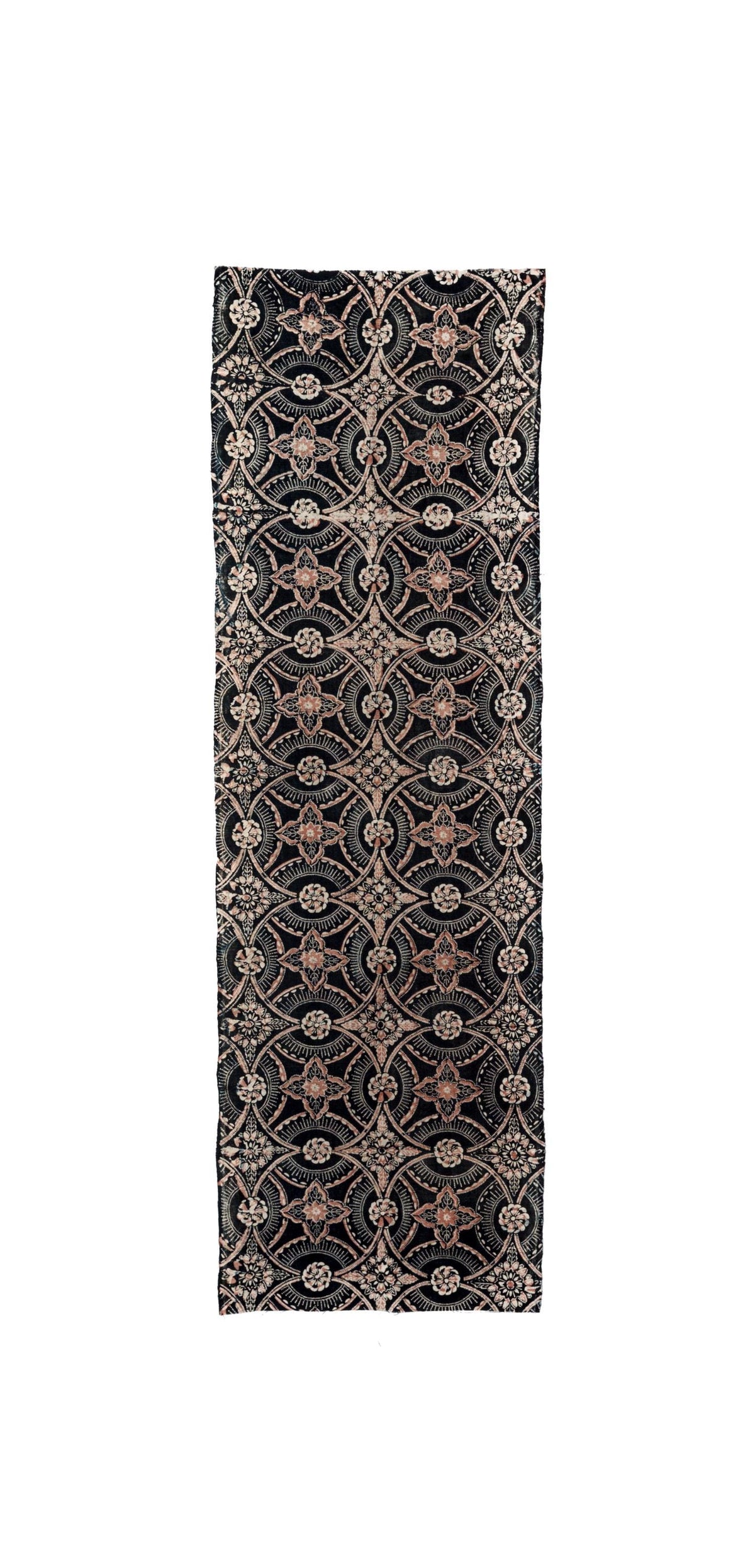 Antique Japanese Wa-Sarasa Cotton Panel with Shippō Floral Pattern
