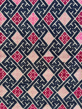 Panel vintage de bordado Miao en rosa y azul marino