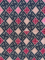 Panel vintage de bordado Miao en rosa y azul marino