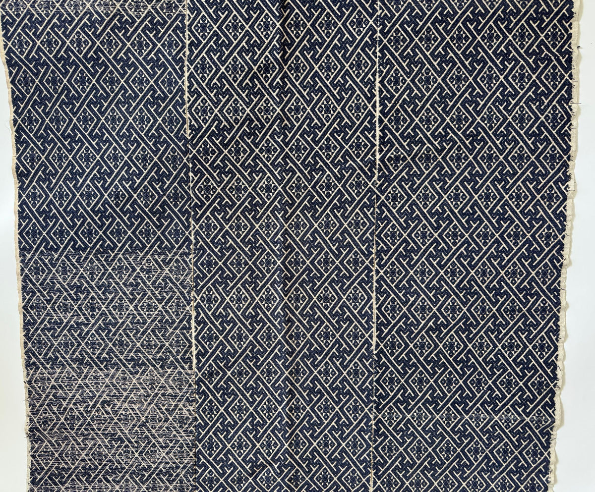 Vintage Chinese Miao Wedding Blanket with Indigo Embroidery