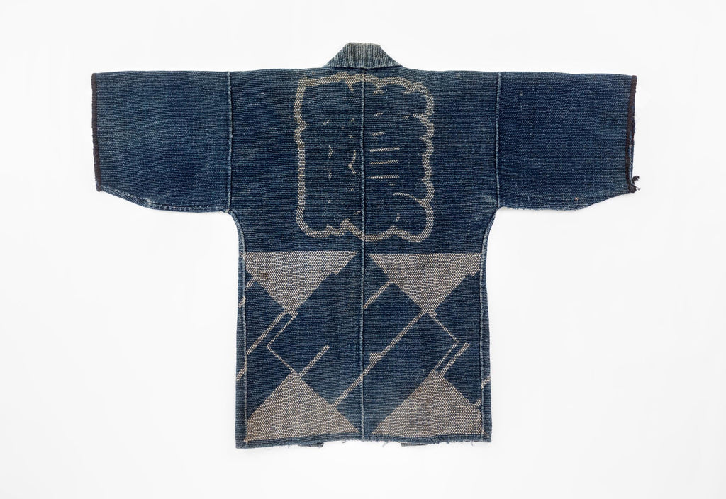 Antique Japanese Hikeshi Banten Fireman’s Coat in Indigo Sashiko Cotton