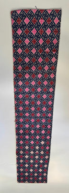 Panel vintage de bordado Miao en rosa y azul marino