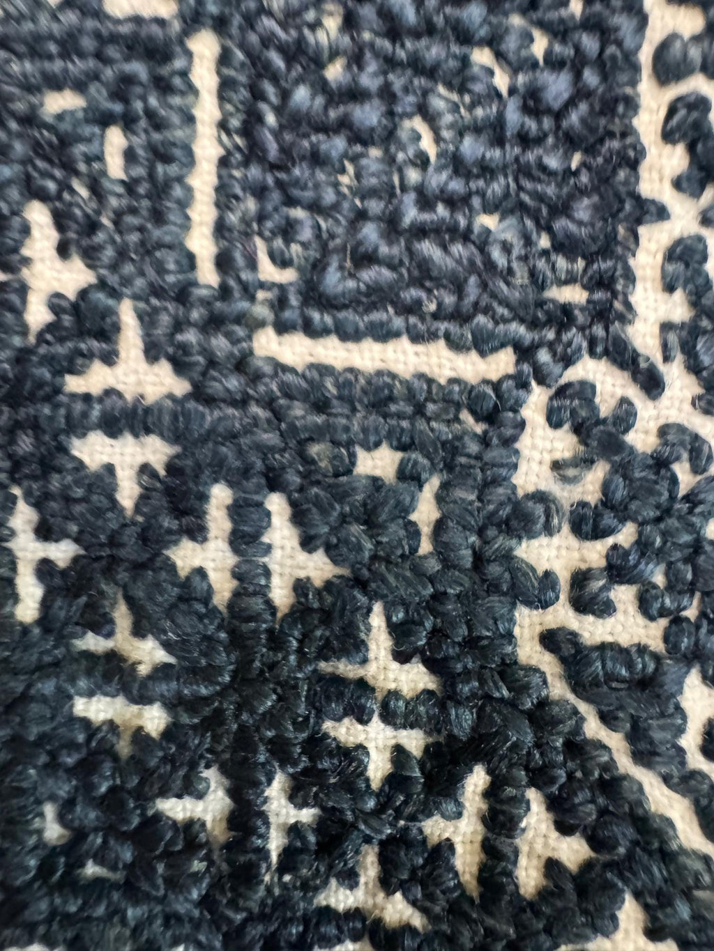 Antique Moroccan Fez Embroidery Textile in Blue Silk
