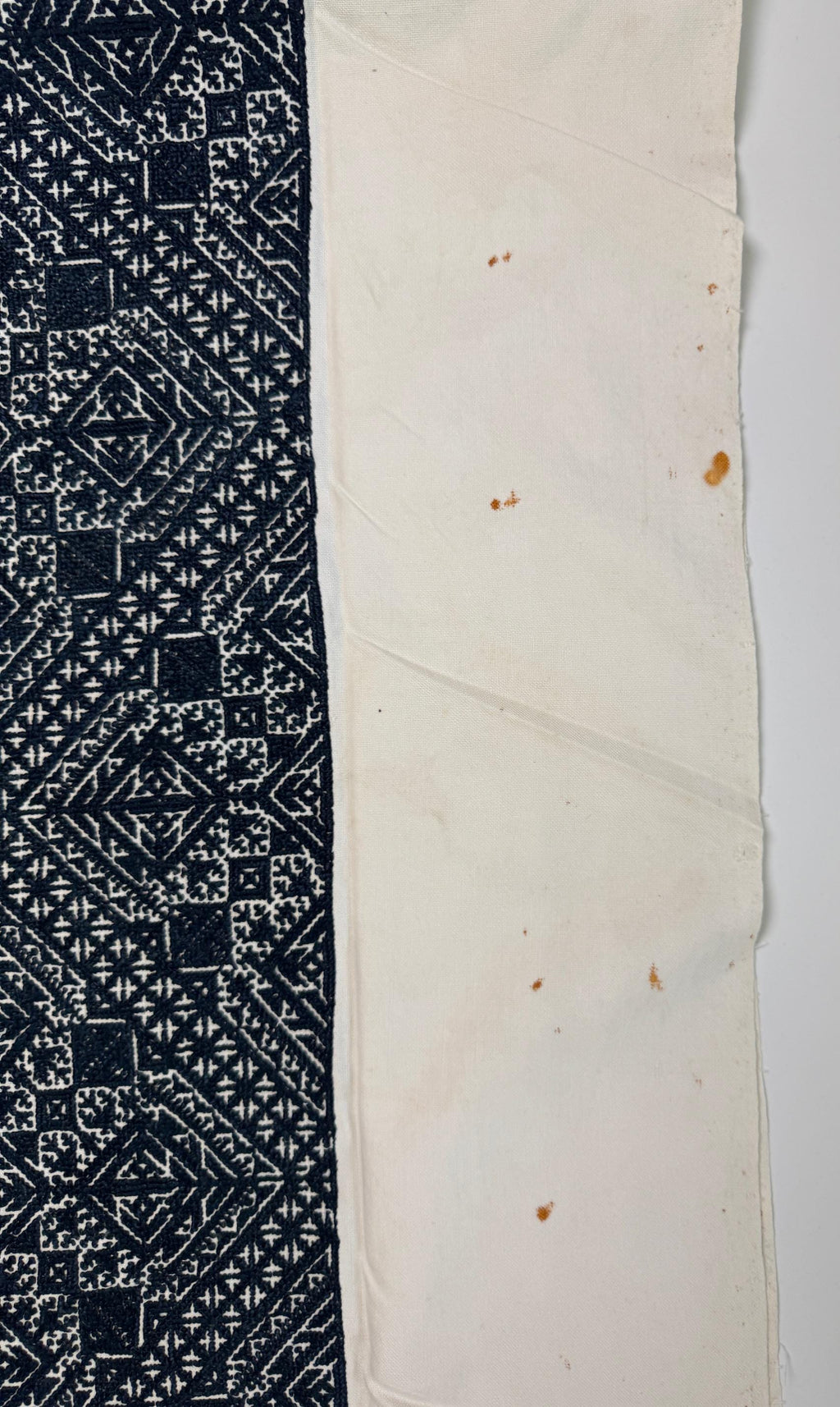 Antique Moroccan Fez Embroidery Textile in Blue Silk