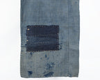 Japanese Boro Textile Panel with Checked Cotton and Hand-Stitched Repairs