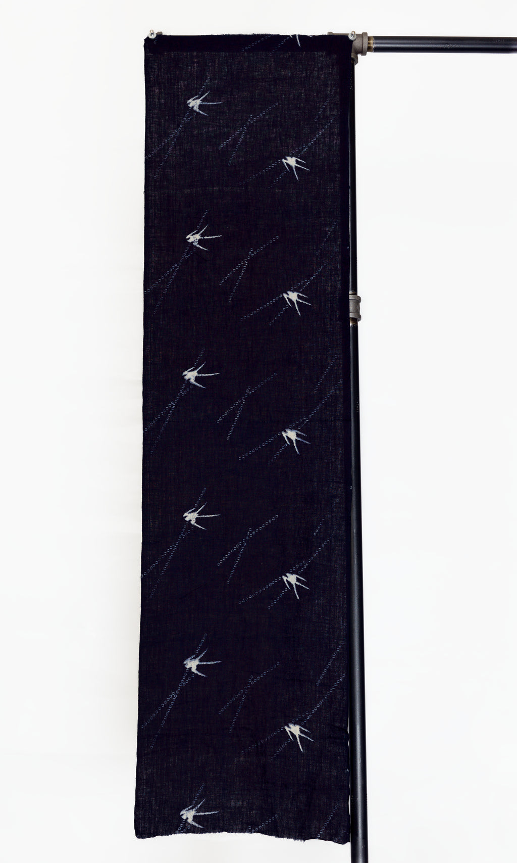 Antique Japanese Indigo Textile Panel with Swallows