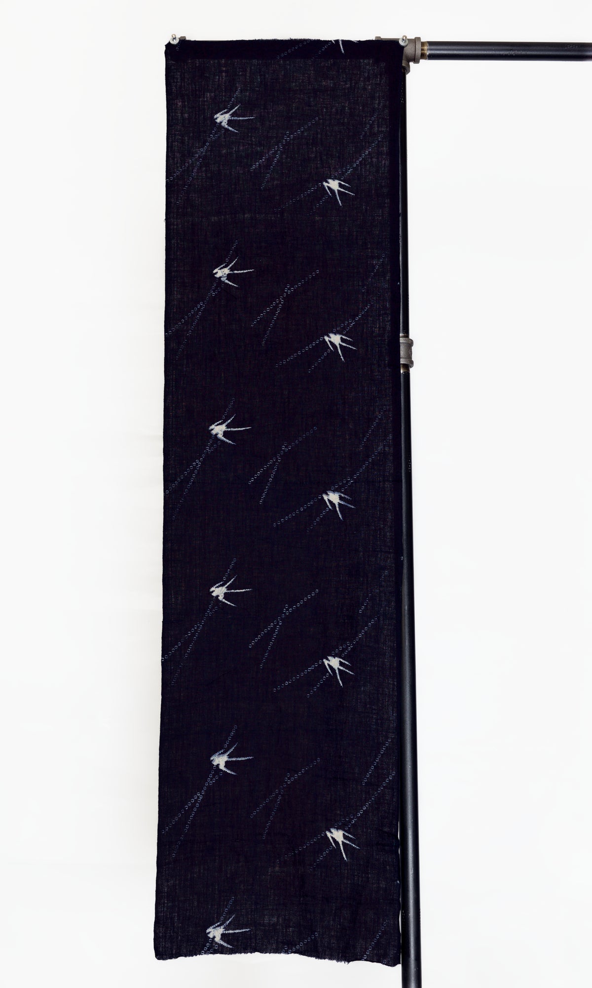 Antique Japanese Indigo Textile Panel with Swallows