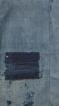 Japanese Boro Textile Panel with Checked Cotton and Hand-Stitched Repairs