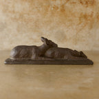 Escultura japonesa vintage de dos ciervos en bronce