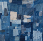 Grande patchwork boro giapponese antico a strati indaco