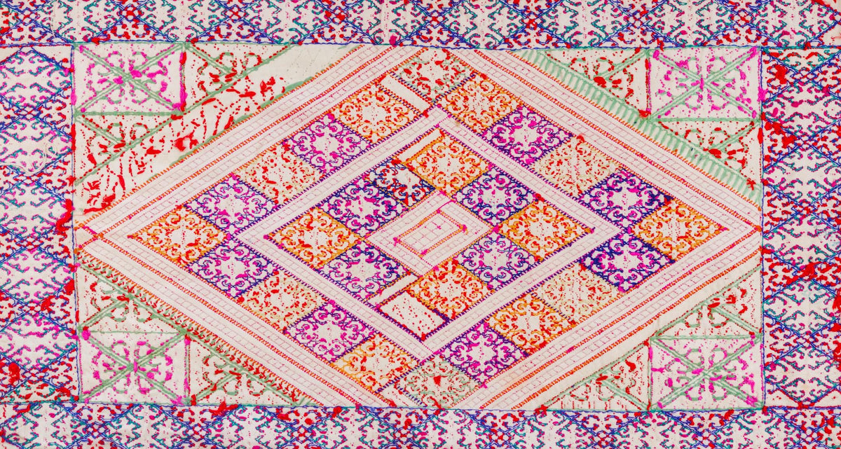 Vintage Swat Valley Wedding Pillow Panel with Silk Embroidery