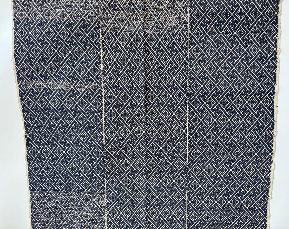 Vintage Chinese Miao Wedding Blanket with Indigo Embroidery