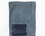 Japanese Boro Textile Panel with Checked Cotton and Hand-Stitched Repairs