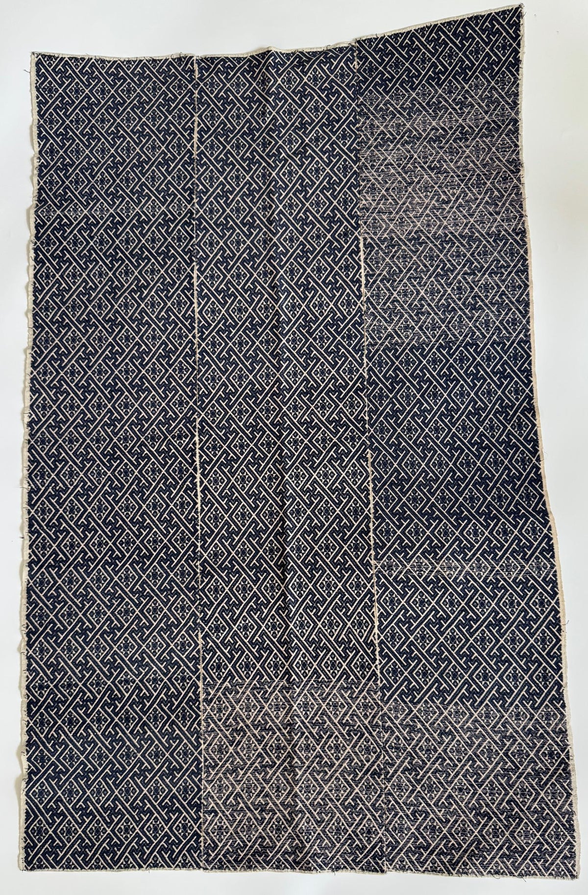 Vintage Chinese Miao Wedding Blanket with Indigo Embroidery