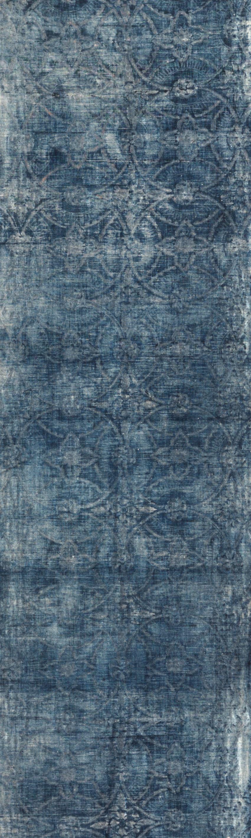 Antique Japanese Wa-Sarasa Cotton Panel with Shippō Floral Pattern