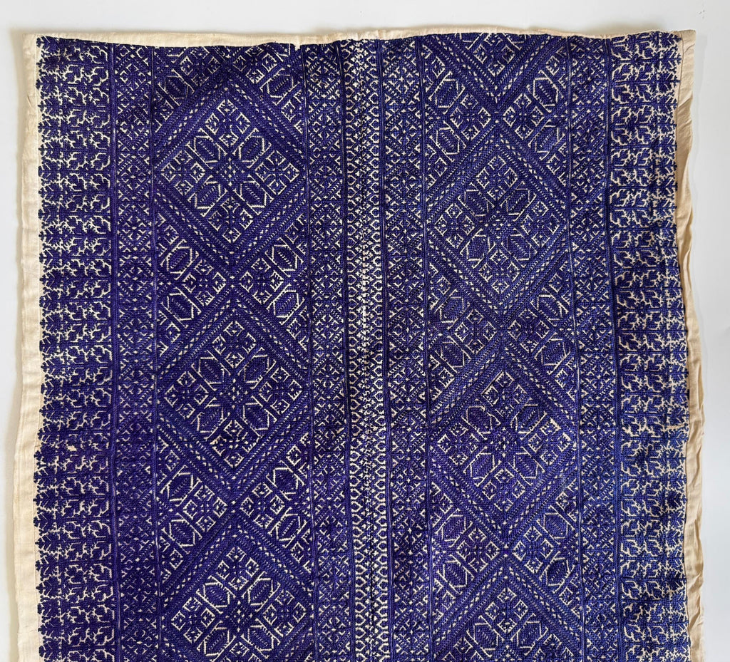 アンティーク モロッコ製フェズ刺繍パネル（紫シルク）