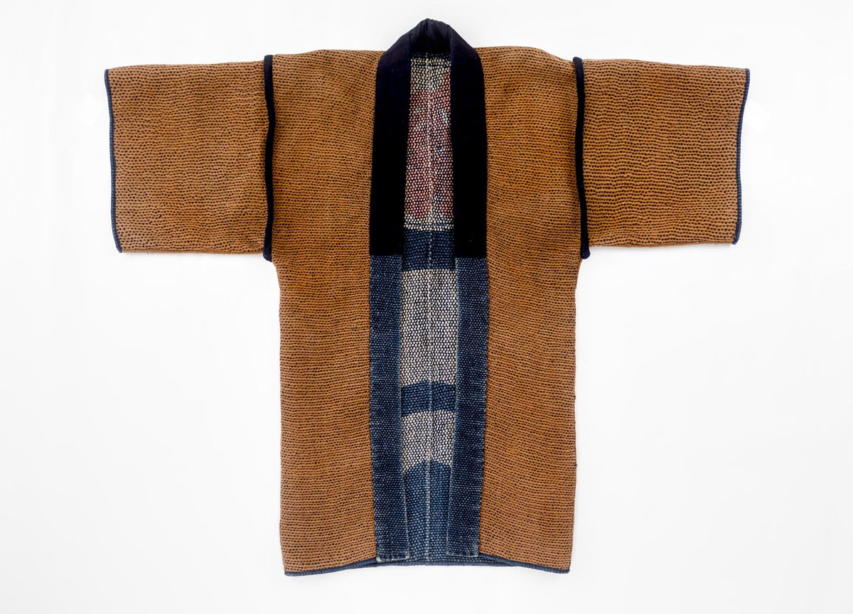 Antique Japanese Hikeshi Banten Fireman’s Coat in Indigo & Kakishibu