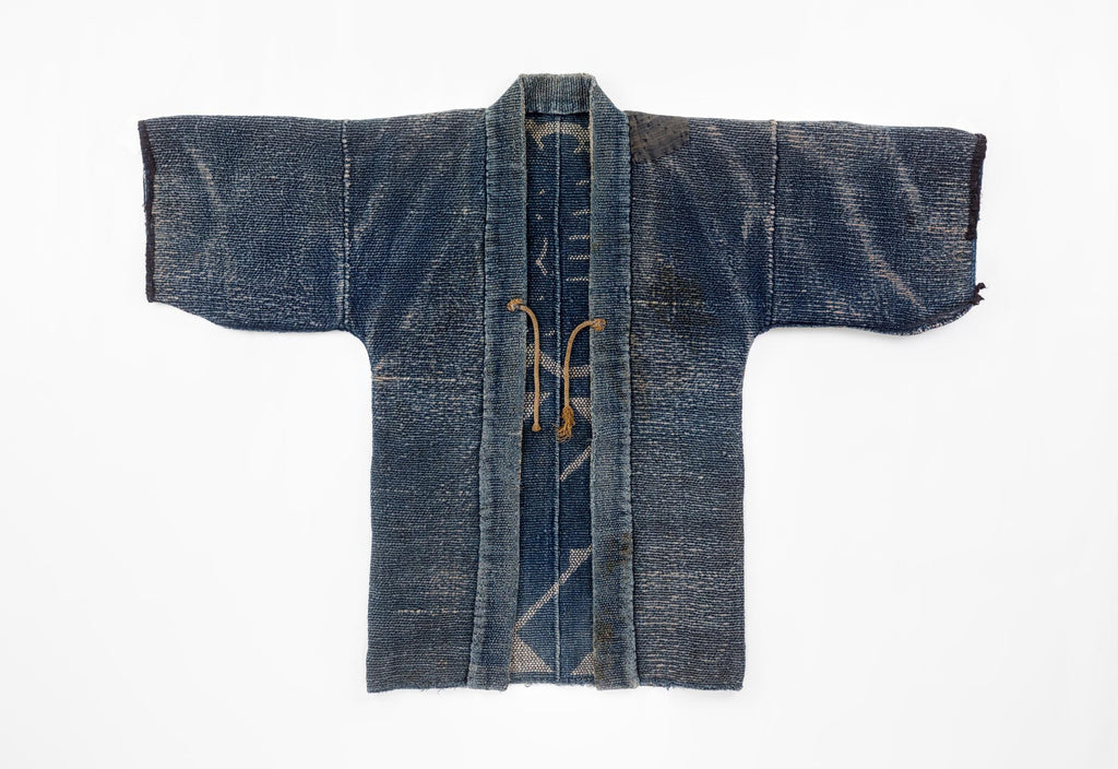 Antique Japanese Hikeshi Banten Fireman’s Coat in Indigo Sashiko Cotton