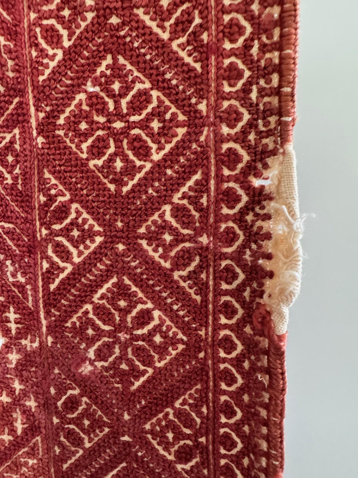 Antique Moroccan Fez Embroidery in Red Silk