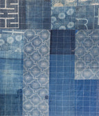 Tessuto boro giapponese antico indaco con sashiko