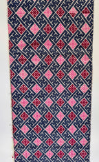 Panel vintage de bordado Miao en rosa y azul marino