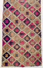 Panel vietnamita vintage de algodón con bordado de seda